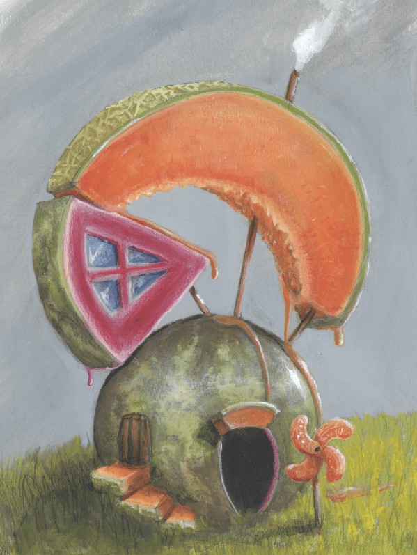 Dessin maison melon par les étudiants de l'ESMA Lyon 