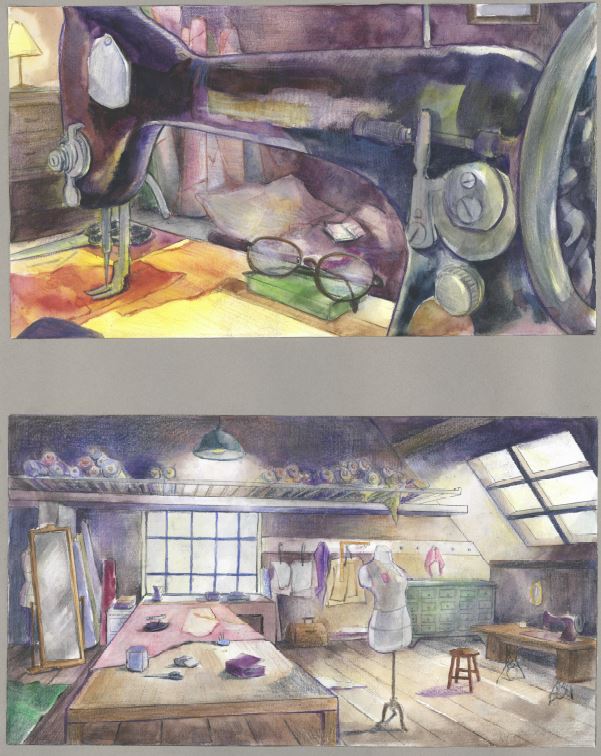 Atelier d'artisan couturier, color script