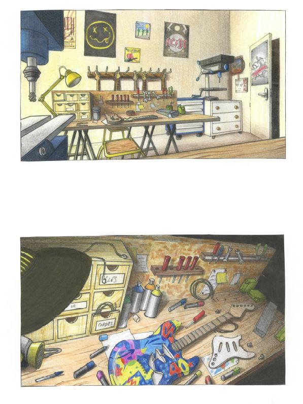 Atelier d'artisan luthier, color script