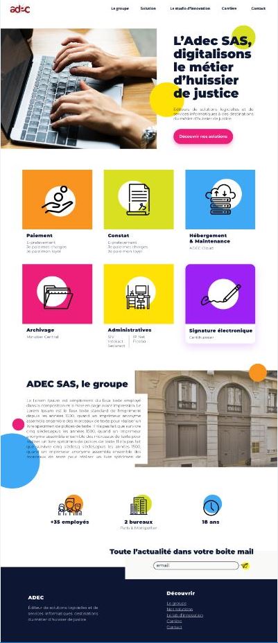 création du visuel d'interface du site internet de l'ADEC par Benjamin Bon