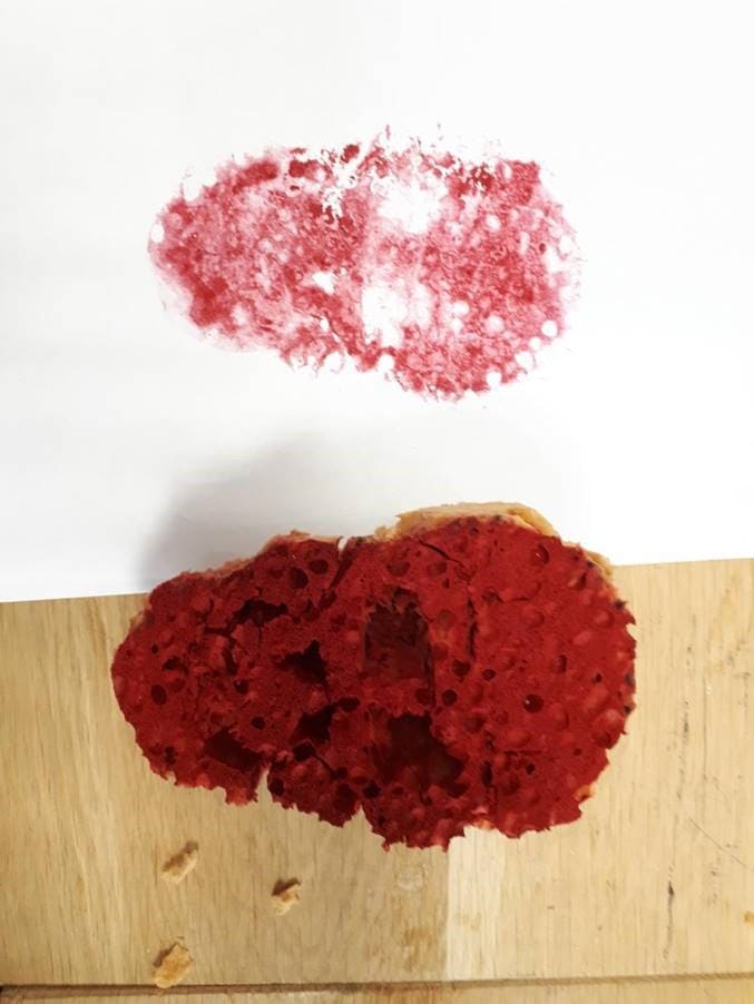 tampon crâne réalisé avec une éponge