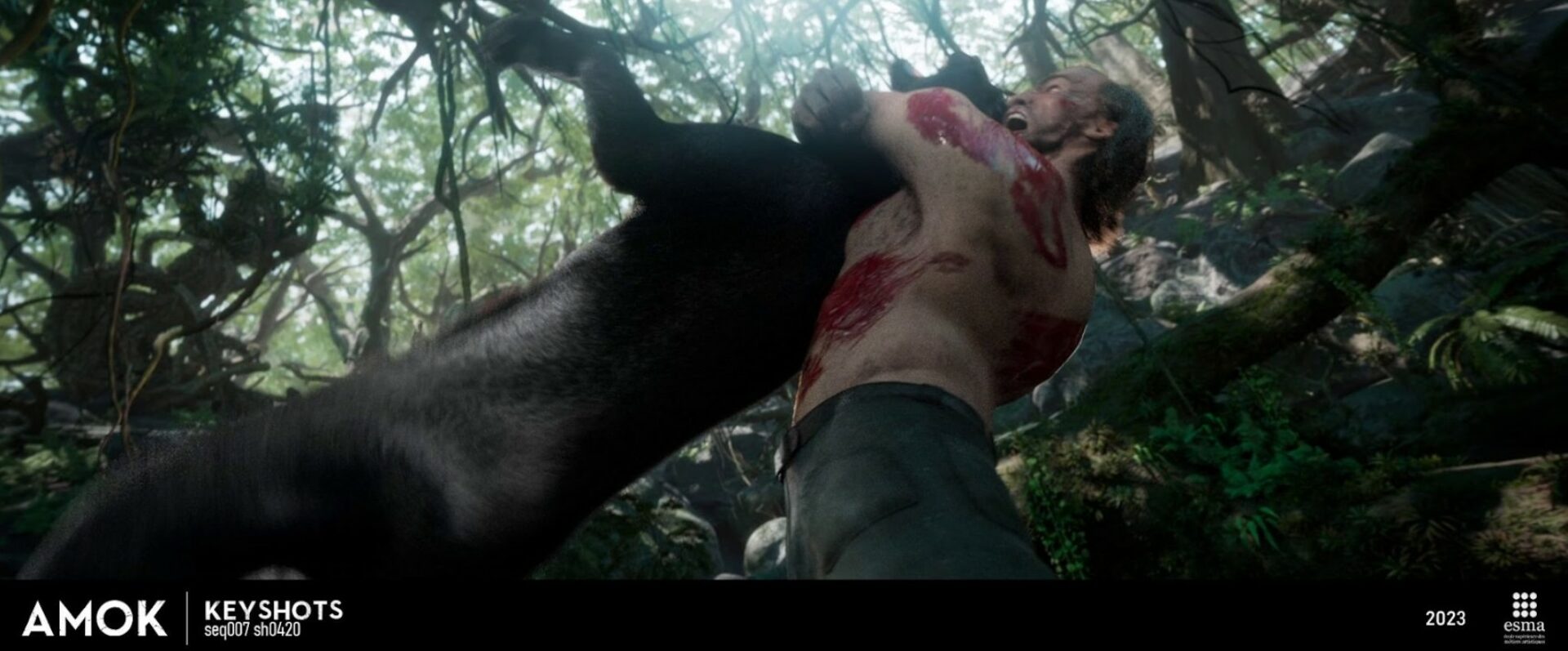 combat panthère vs humain amok film 3d esma