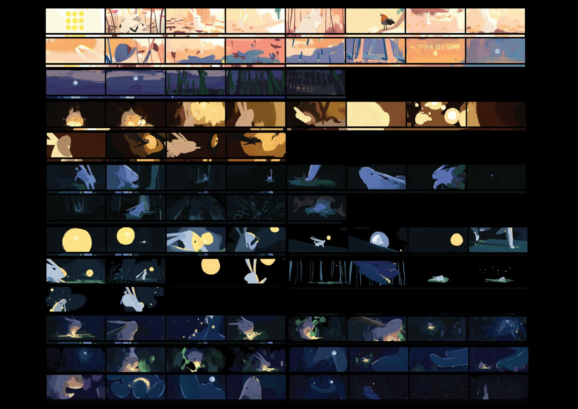 storyboard as the sun goes down